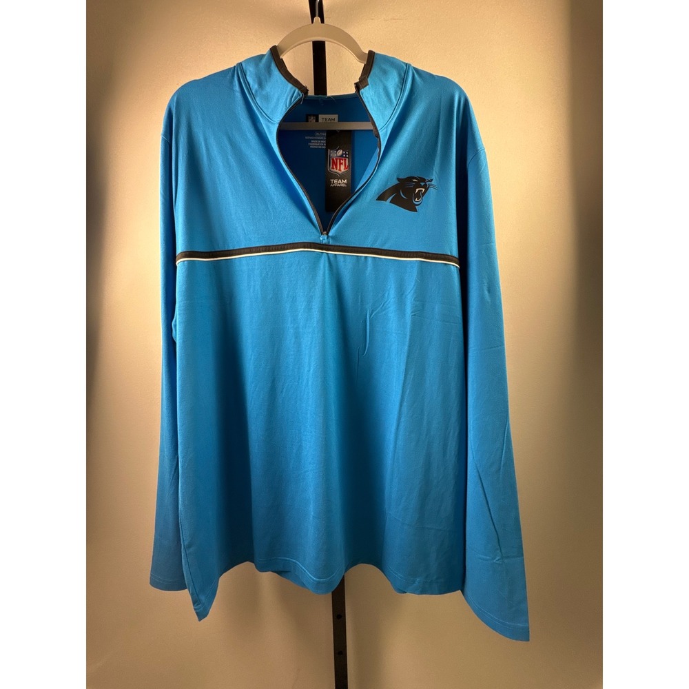 NFL Team Apparel Carolina Panthers Mens XL Quarter Zip Pullover Blue Long Sleeve